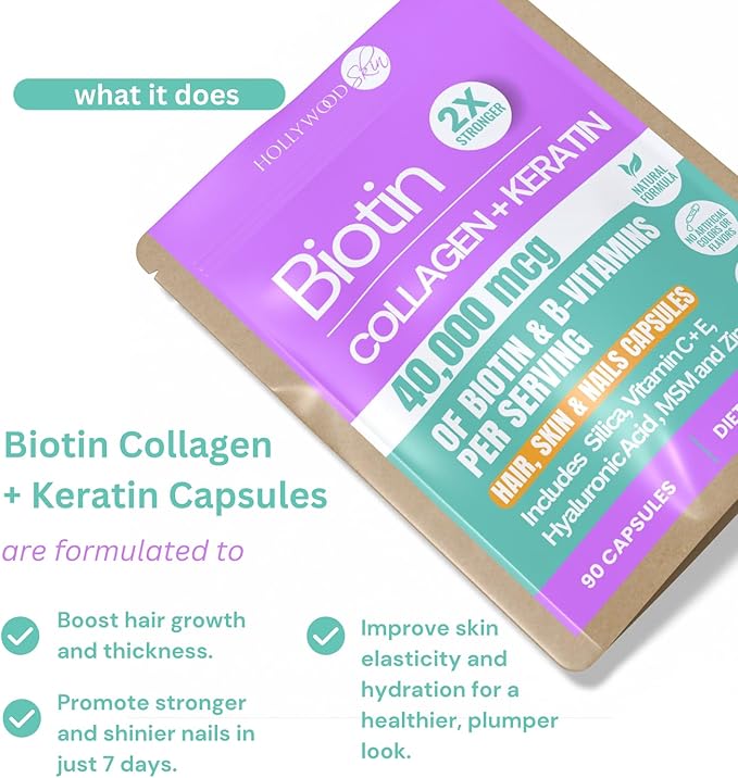 2X Stronger Hair Growth &amp Nail Strength Capsules – 10000 mcg Biotin 620 mg Collagen &amp 100mg Keratin – Thicker Fuller Hair Stronger Nails Radiant Skin – Clinically Proven in 30 Days.