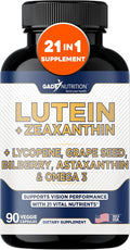Gade Nutrition Lutein and Zeaxanthin Supplements | Astaxanthin Eye Vitamins with Omega 3 Resveratrol Bilberry Lycopene Quercetin Ginkgo Biloba Vitamin D and More Eye Care Vitamins and Minerals