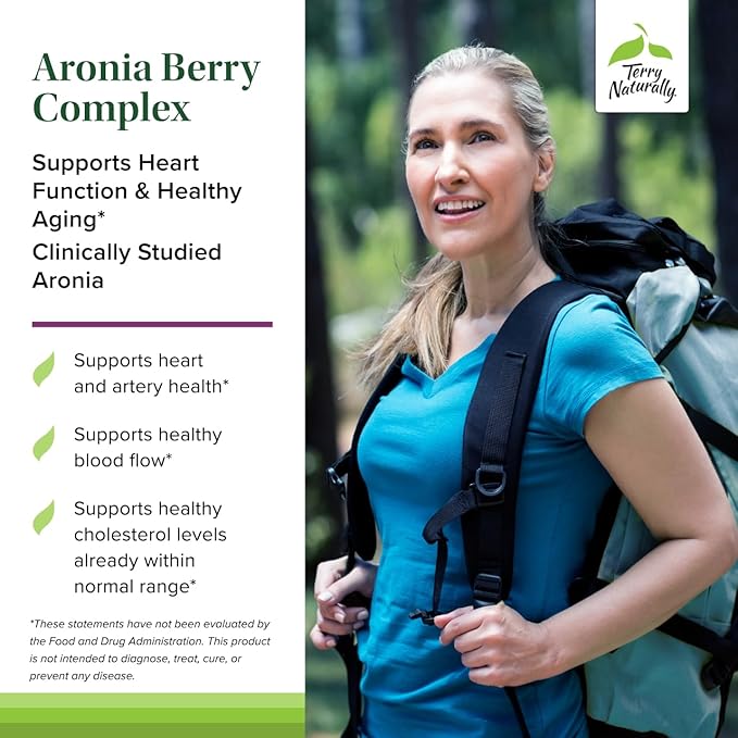 Terry Naturally Aronia Berry Complex - Antioxidant Support Supplement with Grape Seed Extract - Dietary Supplement Formula to Support Healthy Heart Function - 60 Capsules (60 Servings)