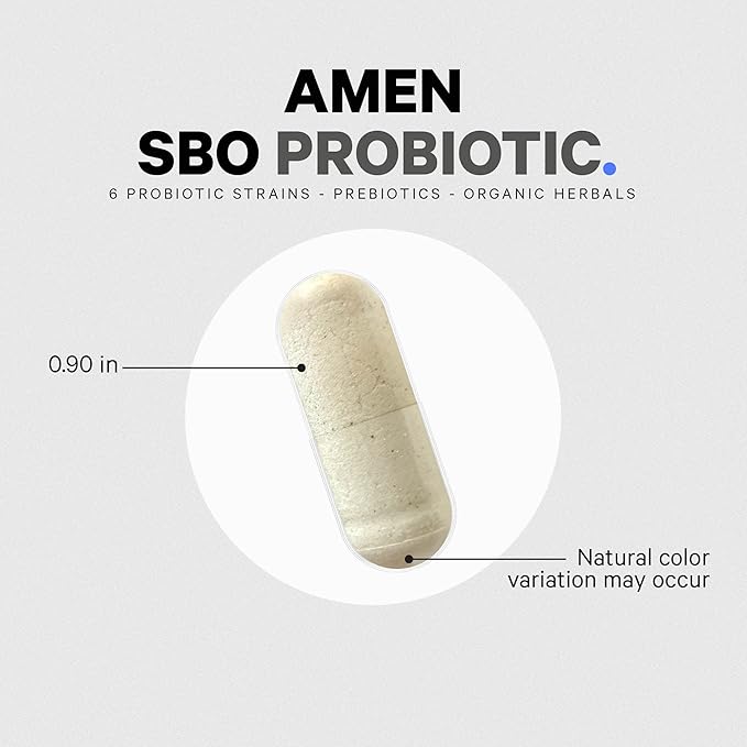 Amen Probiotics Supplement SBO Probiotic and Organic Prebiotics 50 Billion CFUs Shelf Stable No Refrigeration Required Flora Daily Probiotic Formula for Women &amp Men Vegan &amp Non-GMO 60 C