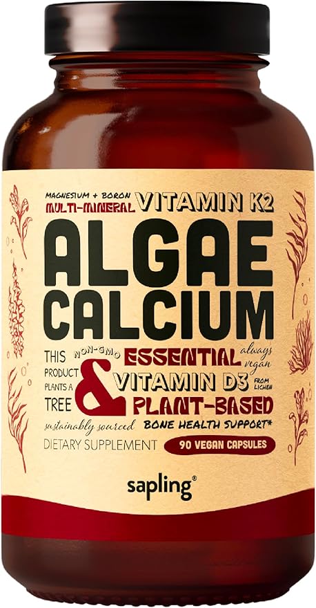 Algae Calcium &amp Vegan D3 + K2 &amp Vitamin B Complex Bundle - Calcium Supplement from Red Algae 4000 IU Vitamin D3 and 100mcg Vitamin K2 Essential B Vitamins