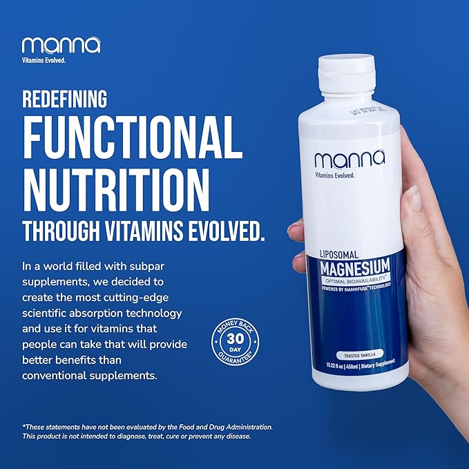 Manna Vitamins Evolved - Liposomal Magnesium High Absorption Magnesium Glycinate Liquid for Women &amp Men Mineral Supplement