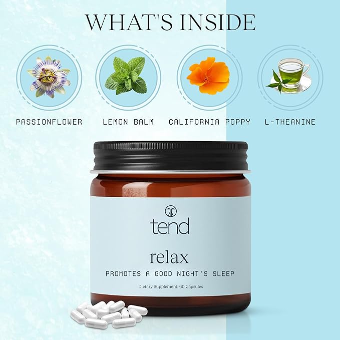 Tend Relax Sleep Support Dietary Supplement Natural Sleep Aid 60 Count