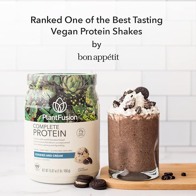 PlantFusion Complete Vegan Protein Powder - Plant Based Protein Powder with BCAAs Digestive Enzymes and Pea Protein - Keto Gluten Free Soy Free Non-Dairy No Sugar Non-GMO - Cookies &amp Cream 2
