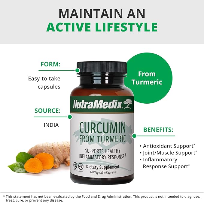 NutraMedix Curcumin - 500mg Turmeric Capsules - Promotes a Healthy Inflammatory Response Immune System Brain Heart &amp Liver Support (120 Capsules)