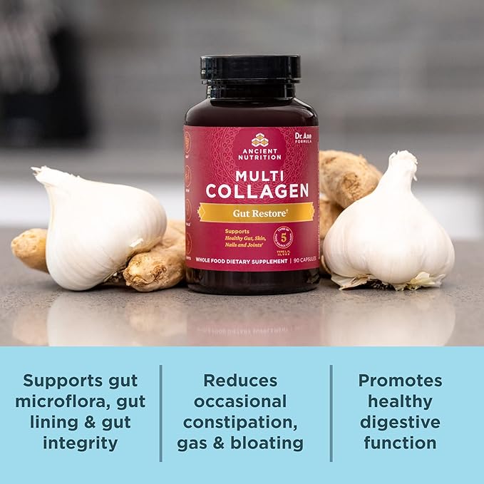 Ancient Nutrition Collagen Pills with Probiotics for Gut Health Multi Collagen Capsules Gut Restore 90 Ct Supports Gut Joints Hair &amp Nails Gluten Free Paleo and Keto Friendly