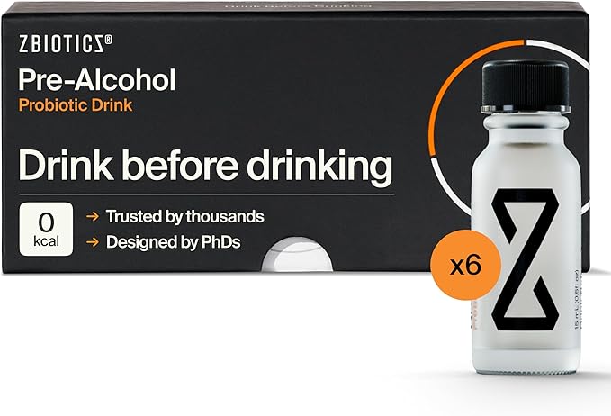ZBiotics — Feel Better After Drinking Wake Up Refreshed Science-Backed Patented Probiotic for Easier Mornings Travel-Friendly 6-Pack of 0.5 Fl Oz Bottles