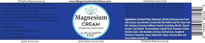 Magnesium Cream with Slim and Happy Scent – Hydrating &amp Cheerful Aroma 4oz USA Made