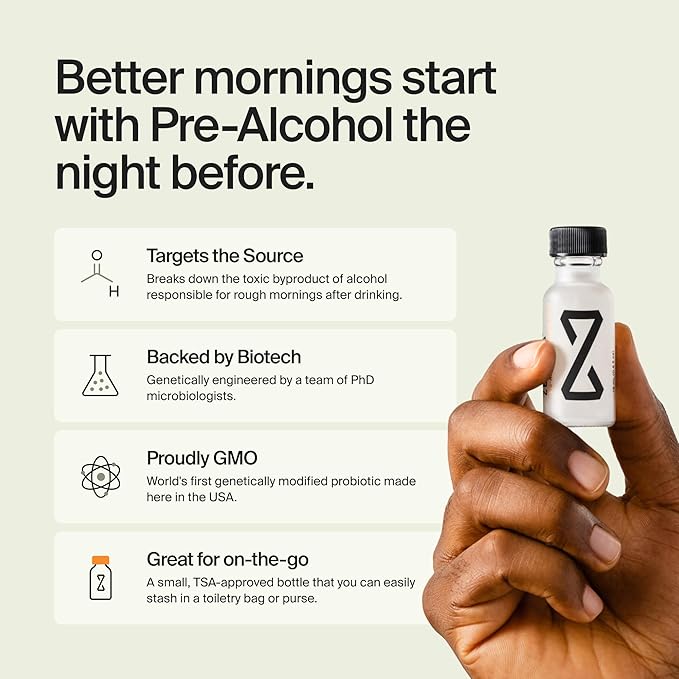 ZBiotics — Feel Better After Drinking Wake Up Refreshed Science-Backed Patented Probiotic for Easier Mornings Travel-Friendly 100-Pack of 0.47 Fl Oz Bottles (50 Pack)