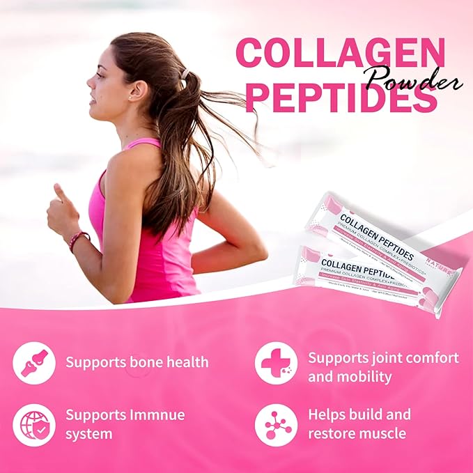 NATURE TARGET Multi Collagen Peptides Powder - Type I II III V X - Enhanced Absorption Hydrolyzed Collagen Peptides with Prebiotics Sugar-Free Skin Hair Nail &amp Joint Support Non-GMO