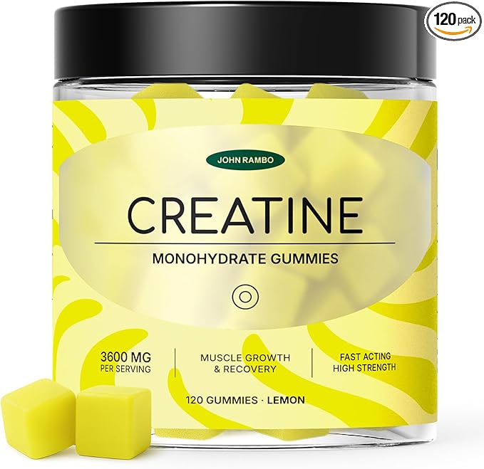 Creatine Monohydrate Gummies – 3600mg Real Creatine Per Serving – Transparent Label Zesty Lemon Flavor Lab-Tested Strength &amp Recovery Supplement