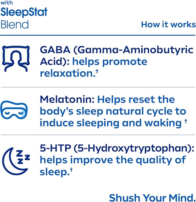 Dream Water Sleep Powder Sugar-Free Gluten-Free Natural Flavors Blend of 3 Ingredients GABA 5mg Melatonin 5-HPT Snoozeberry Flavor 60ct
