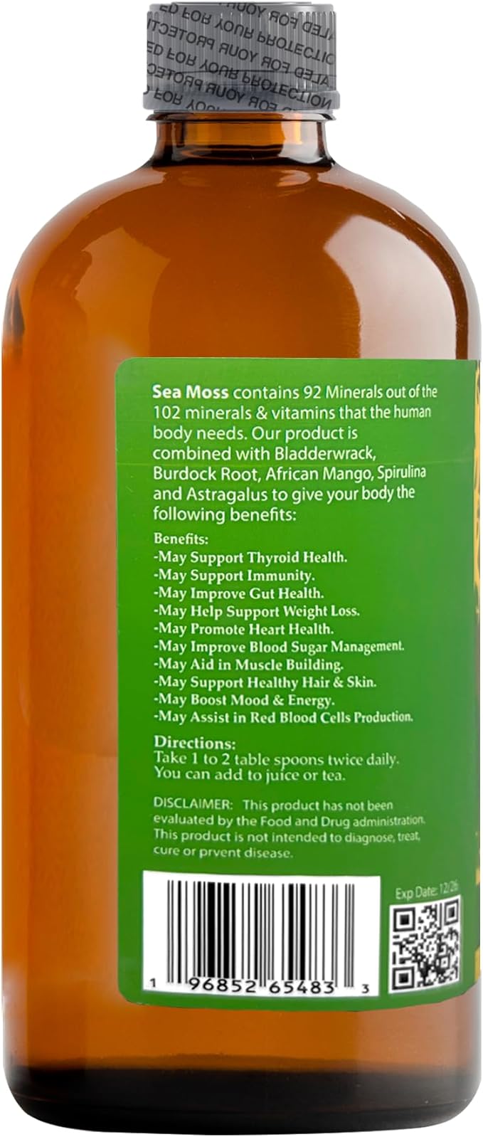 Sea Moss Tonic | Overall Body Enhancement &amp Wellbeing Support | Natural Herbal Supplement | 16 fl oz