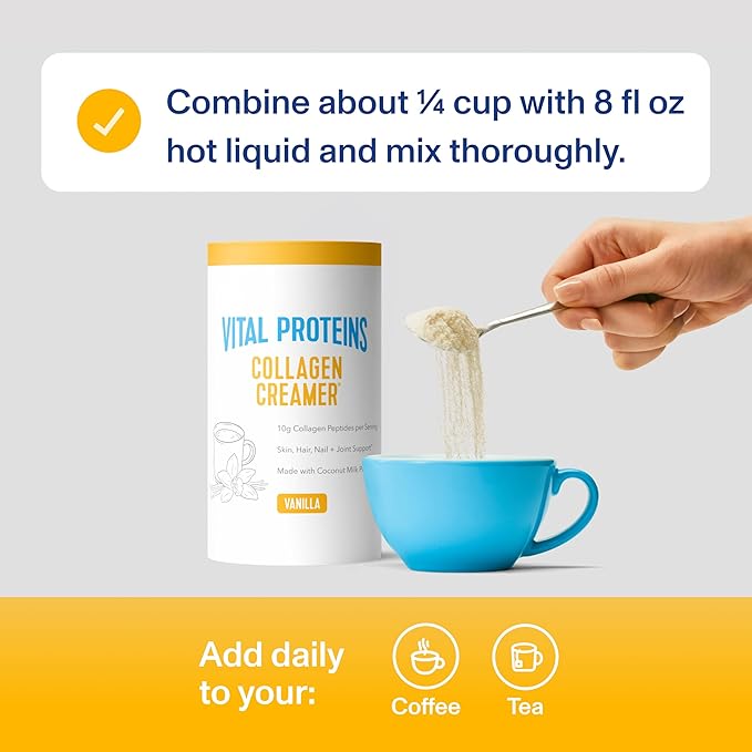 Vital Proteins Collagen Peptides Powder - Vanilla Protein Coffee Creamer for Hair Skin &amp Nails Support