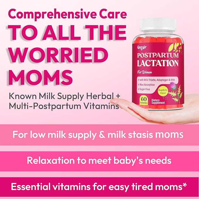 Lactation Supplement Postpartum Lactation Support Gummies for Breastfeeding with Milk Thistle and Postnatal Vitamins As Breast Milk Supply Booster Recovery Hair Growth 60 Count Sugar Free &amp V
