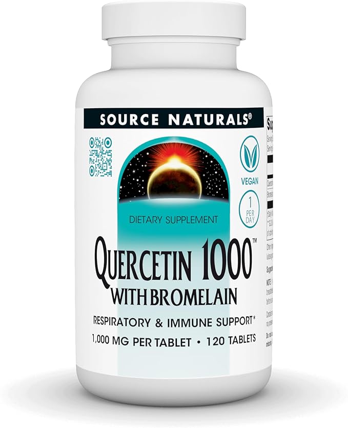 Source Naturlas Quercetin 1000 with Bromelain Respiratory and Immune Support* 1000 mg Tablets 120 Count