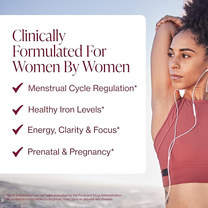 Iron Supplement for Women - Gentle Chelate Iron Bisglycinate 25mg with Vitamin C B6 B12 Folic Acid – Supports Iron Deficiency Menstrual Health &amp Energy - 120 Count
