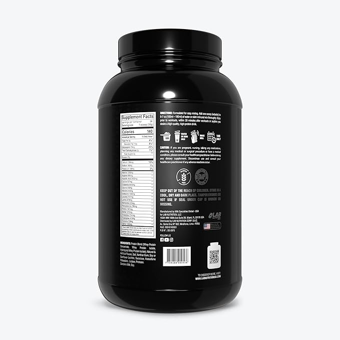 Premium Whey Protein Powder 25g Protein Gluten Free 2 lb (32 oz) 25 Servings (Vanilla)