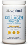 BioOptimal Collagen Peptides Powder - Grass-Fed Pasture-Raised Hydrolyzed Protein Supplement for Skin Hair &amp Nails - Non-GMO Zero Sugar Daily Supplement for Men &amp Women (30 Servings)