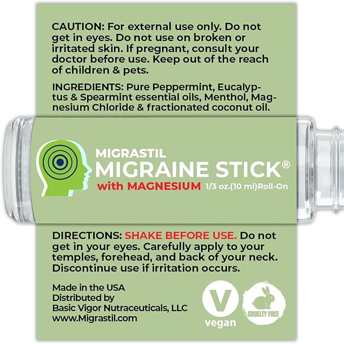 Migrastil Migraine Stick with Magnesium &amp Topical Magnesium Cream Bundle