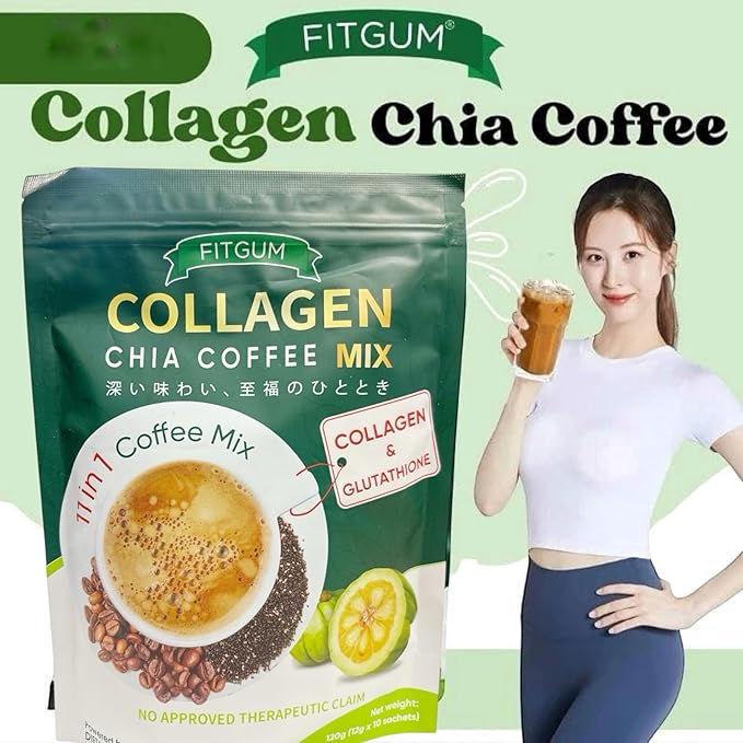 Fit Gum Collagen Chia Coffee - 11 in 1 Coffee Mix (3 Packs)