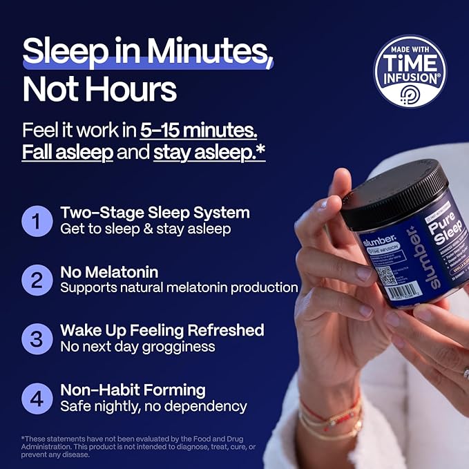 Slumber Pure Sleep | Fast Acting Sleep Gummies to Fall Asleep and Stay Asleep | with Lemon Balm L Theanine Tart Cherry Chamomile | Natural Melatonin Free 30 Count