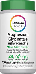 Rainbow Light Magnesium Glycinate + Ashwagandha | 120 Capsules | Dual Action Complex | Vegan Non-GMO and Gluten Free
