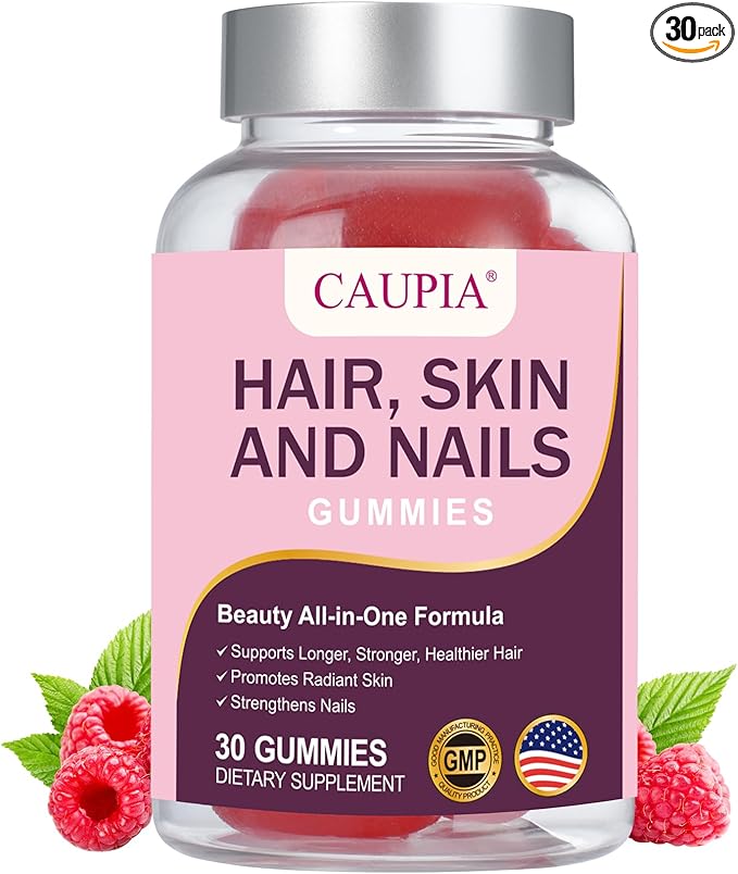 Hair Skin and Nails Gummies All-in-One Advanced Formula Supports Hair Growth - Skin Health &amp Nail Strength - 30 Gummies