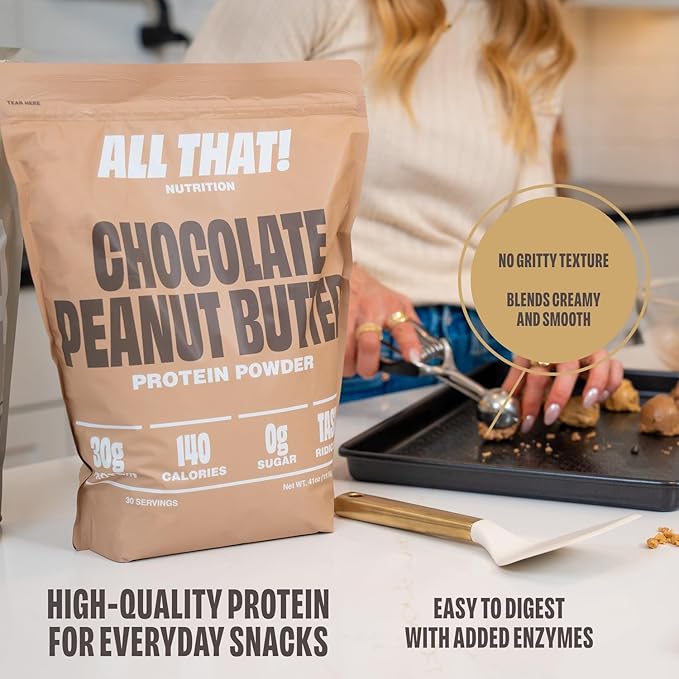 Chocolate Peanut Butter Protein Powder 30G Whey Protein Low Calorie 0g Sugar No Artificial Flavors Soy-Free &amp Gluten-Free 30 Servings