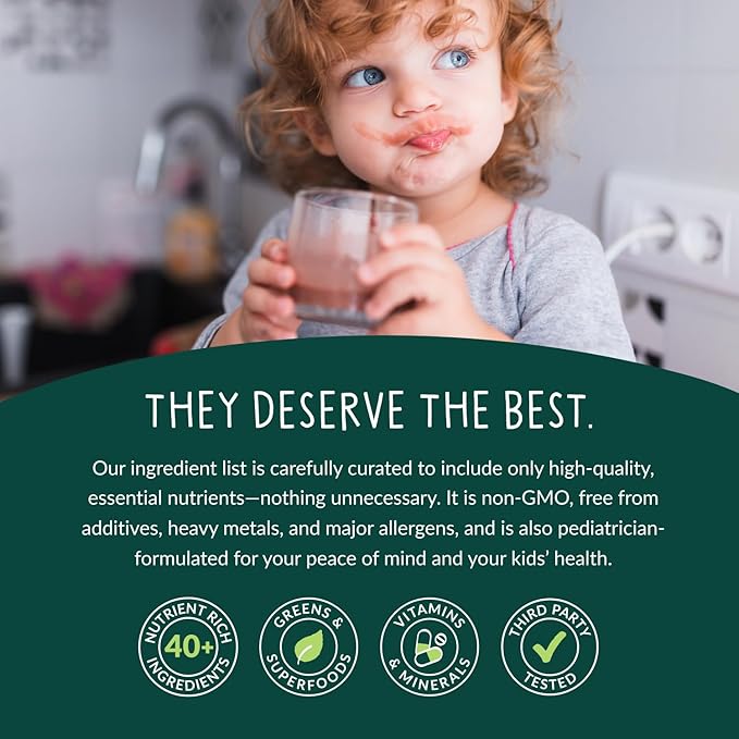 Beam Kids Multivitamin Powder – Kids Vitamins with Greens Probiotic &amp Prebiotic Immune Support for Children &amp Toddlers No Artificial Sweeteners for Picky Eaters 20 Servings Chocolate Fla