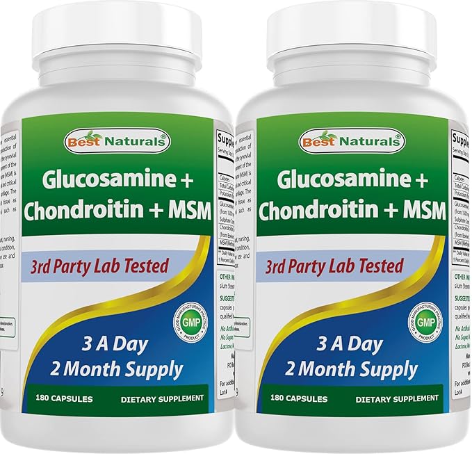 Best Naturals Glucosamine Chondroitin and MSM Joint Supplements 2600 mg per Serving (180 Count (Pack of 2))