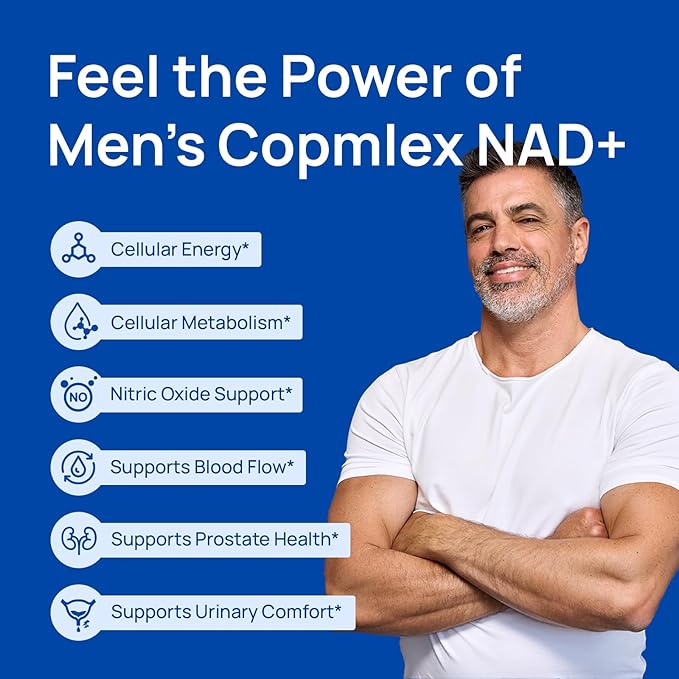NAD Supplement for Men – Liposomal NAD+ NMN Alternative Nitric Oxide Prostate Health Supplements with Resveratrol CoQ10 L Citrulline and Lycopene for Anti-Aging &amp Cellular Energy Support 60 Caps