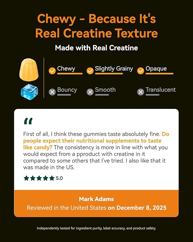 Creatine Monohydrate Gummies for Men &amp Women 5000 mg 3rd Party Tested Creatine Chews for Muscle Growth Strength &amp Energy Support Sugar Free Vegan 120 Count Mango Passionfruit