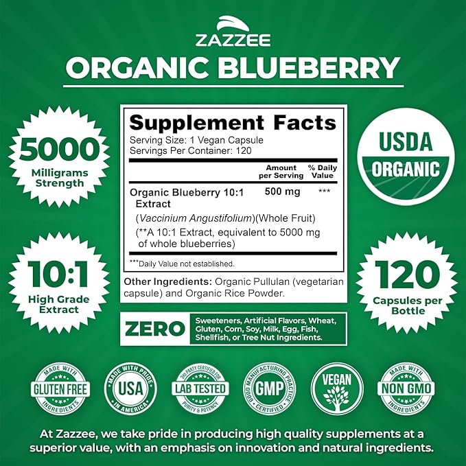 Zazzee Polyphenol Anti Aging Bundle | Antioxidant Rich 50:1 Grape Seed Extract Capsules and Organic Blueberry Extract Supplement | Non-GMO Vegan &amp ISO Lab Tested (120 Servings Each)