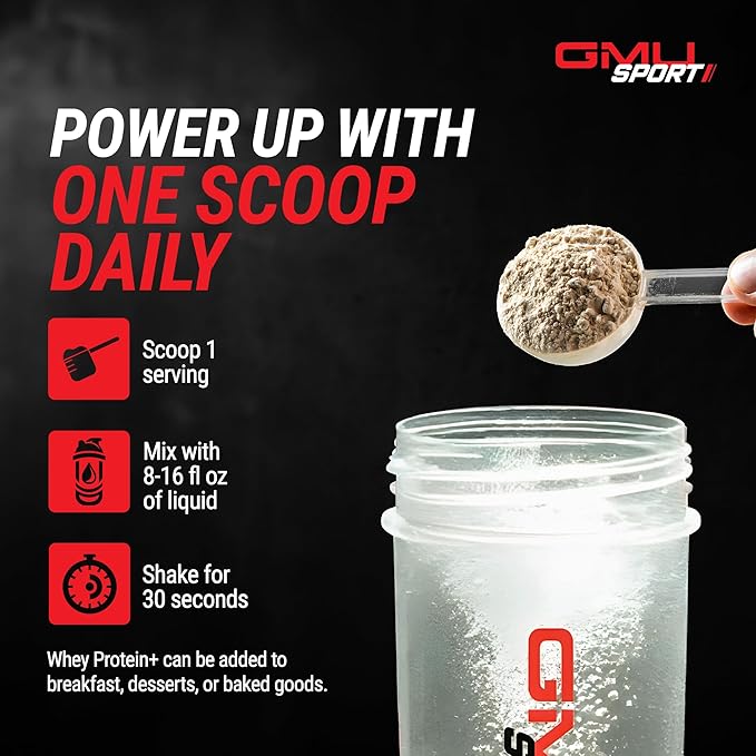 GMU SPORT Whey Protein Powder+ Concentrate 2lb | 25g Protein for Muscle Growth &amp Recovery | Delicious Flavor Easy to Mix | Non-GMO Gluten-Free |28 Servings Vanilla Protein Supplement