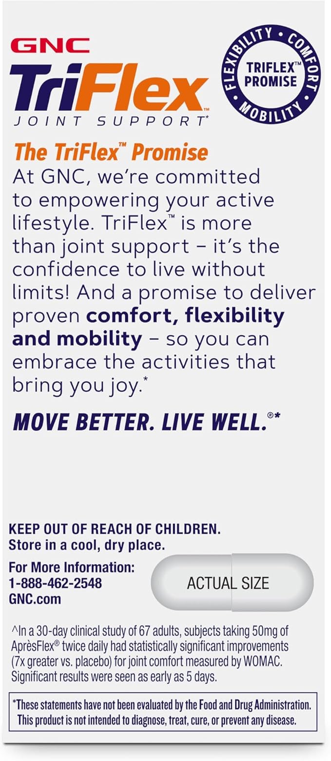 GNC TriFlex Turmeric Formula Improves Joint Comfort and Stiffness Promotes Mobility and Flexibility 60 Capsules