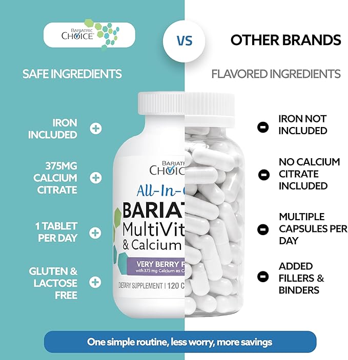 Bariatric Choice All-in-One Chewable Bariatric MultiVitamin with Iron &amp Calcium Citrate Very Berry (120ct)