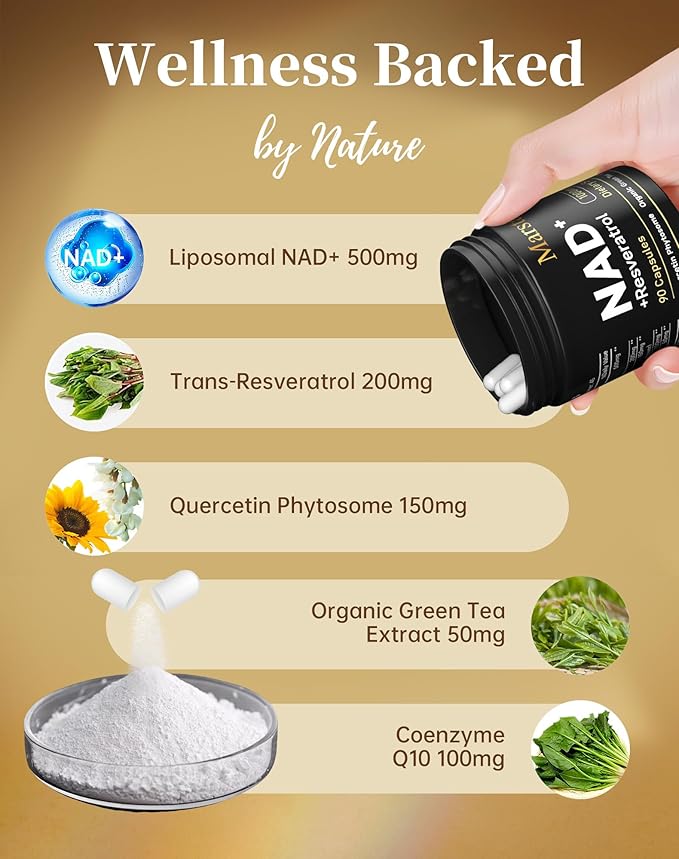MARSTA Liposomal Resveratrol Supplement 1000mg Organic - Compatible with NAD+ for Cellular Energy &amp Anti-Aging Supports Focus &amp Stamina Non-GMO &amp Gluten-Free 90 Capsules