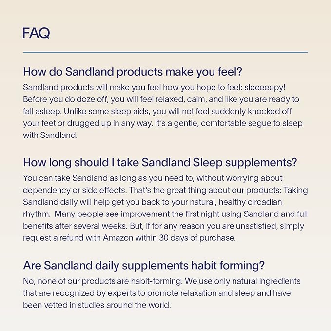Sandland Deep Sleep with Melatonin Natural Daily Sleep Supplement 30 Capsules 3mg Melatonin Magnesium Valerian Root L-Theanine Lemon Balm and Chamomile Made in The USA