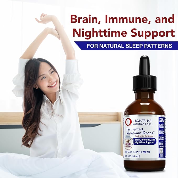 Quantum Nutrition Labs Fermented Melatonin Drops - Melatonin Liquid for Adults Sleep Support Made with Organic Ingredients Vegan Friendly - 2 Fl Oz (54 Servings) (Pack of 2)