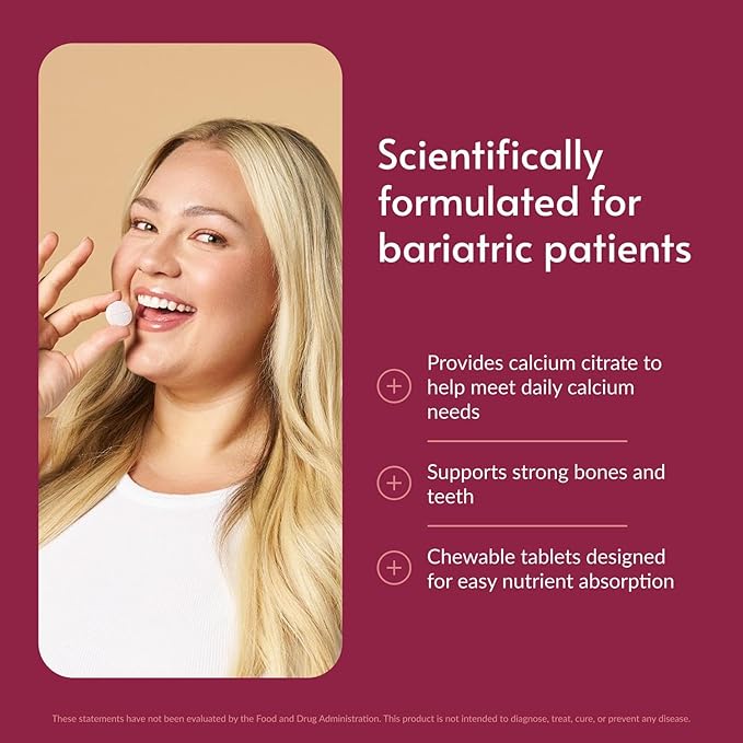 Bariatric Advantage Calcium Citrate Chewable 500mg with Vitamin D3 for Bariatric Surgery Patients Including Gastric Bypass and Sleeve Gastrectomy Low Sugar - Cinnamon Flavor 90 Count
