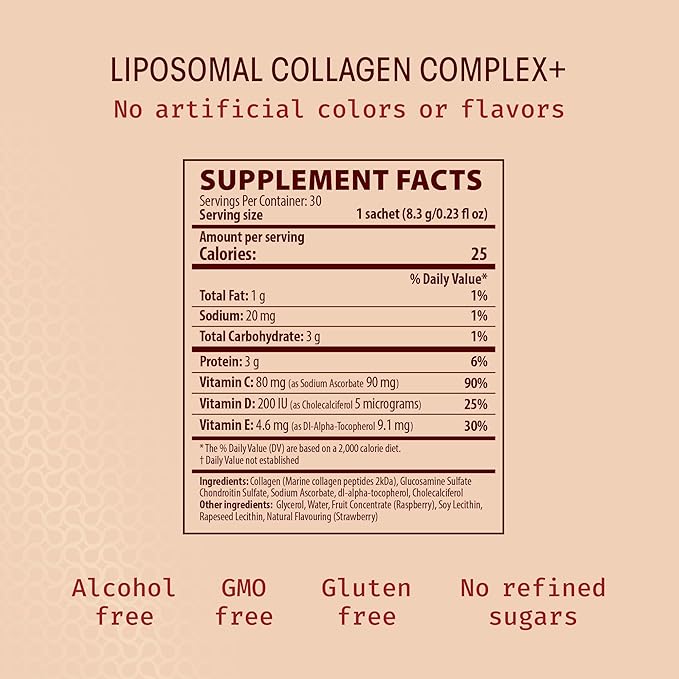 Super Joint Lipo-Sachets Liposomal Collagen Joint Supplement - Liquid Collagen Peptides to Support Joint Health Mobility &amp Comfort