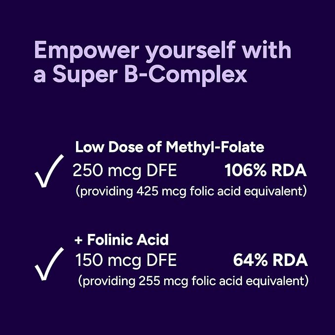 Folinic Acid B-Complex - 60 Capsules - Complete Daily Support - Well Tolerated Easy to Swallow - Supports Energy &amp Wellness