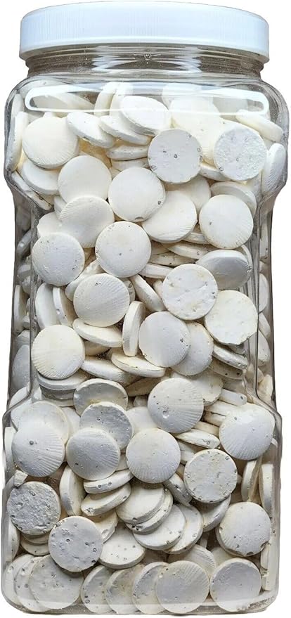 Aquatic Foods Inc. Calcium Feeder Disks for Shrimp Snails Crabs Crayfish Hermit Crabs and All Tropical Fish 1000 Count Jar of Small Feeder Disks