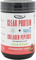 Clear Protein &amp Collagen Peptides Protein Powder Drink Mix - Naturally Sweetened &amp Flavored Gluten Free Lactose Free - Protein + Marine Collagen - 15 Servings (Strawberry Kiwi)