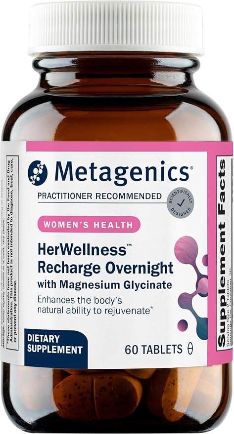Metagenics Vitamin B-Complex + HerWellness Recharge Overnight - Energy Support &amp Healthy Stress Response - With Vitamin B6 &amp B12 - Vegetarian &amp Gluten-Free - 60 Tablets + Women's Sleep Sup
