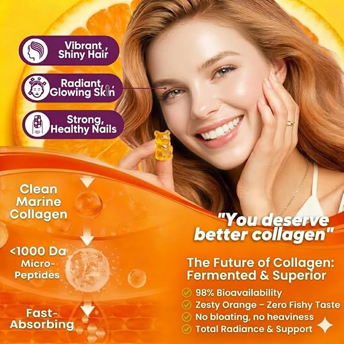 Collagen Gummies for Women Sugar-Free - Hydrolyzed Marine Collagen Peptides with Prebiotics &amp ProbioticsNiacinamideHyaluronic Acid Vitamin C Supplement for Hair Nails Gut Health 120 Count