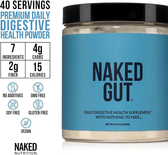 NAKED Gut + Colostrum Bundle – Daily Gut Health Powder (40 Servings) &amp Grass-Fed Colostrum (150 Servings) for Digestion Immunity &amp Recovery