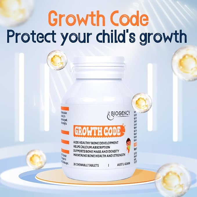 3 Pack Growth Code Natural Growth Supplement for Children and Teens - Vitamins D3 K2 Niacinamide Bone Strengthening - Children's Vitamins Made in Australia 30 Tablets