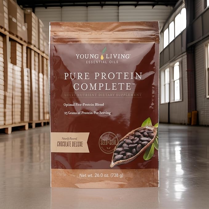 Young Living Pure Protein Complete Chocolate Deluxe 26.0 oz- Support for Lean Muscle and Post-Workout Recovery with Essential Oils and Probiotics for Fitness